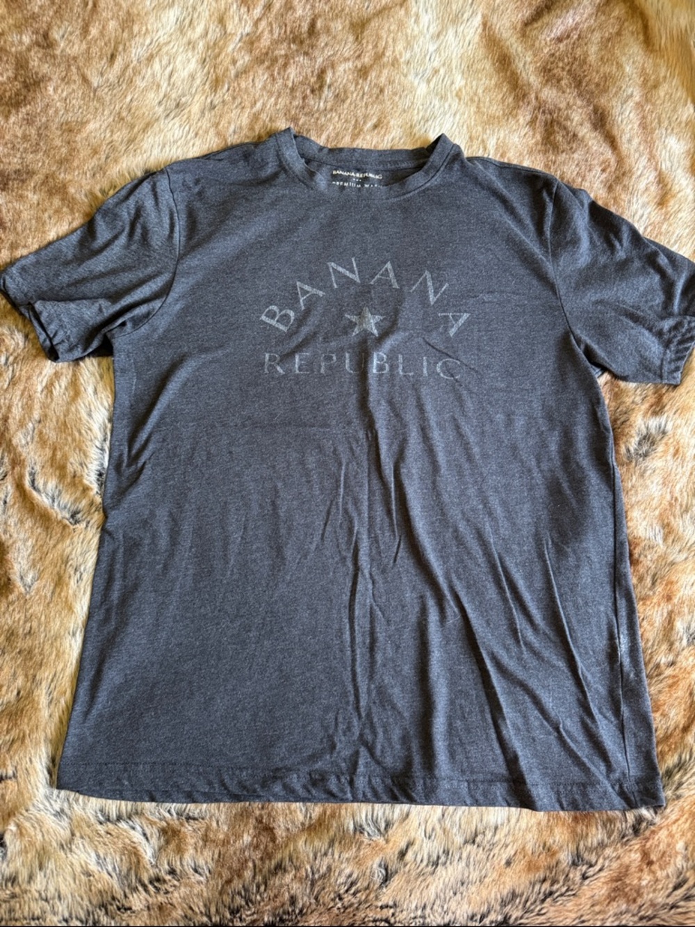 Banana Republic Men's Dark Charcoal Logo Crewneck Tee